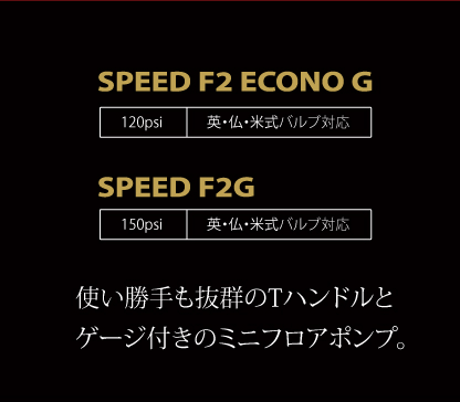 使い勝手も抜群のTハンドルとゲージ付きのミニフロアポンプ